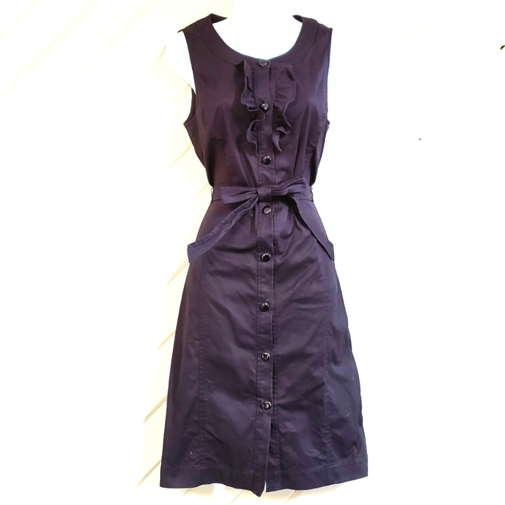 Talbots Ruffle Button Down Sleeveless Dress Tie - Picture 1 of 7